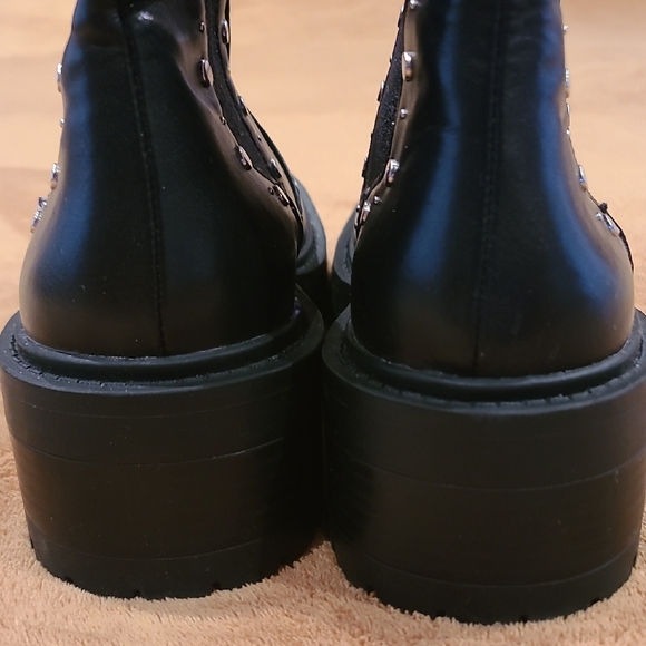 Zara Black Studded Combat Boots - Picture 7 of 10